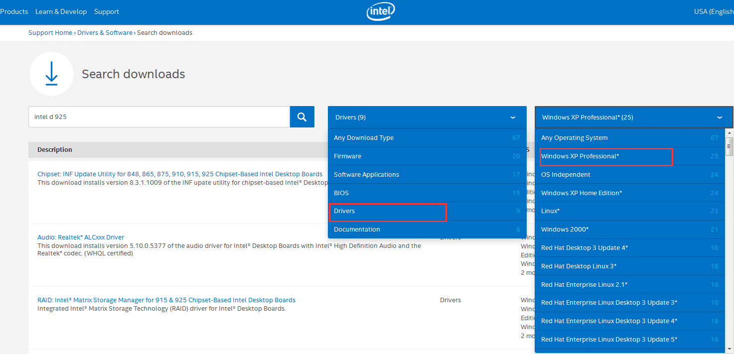 Intel audio drivers 